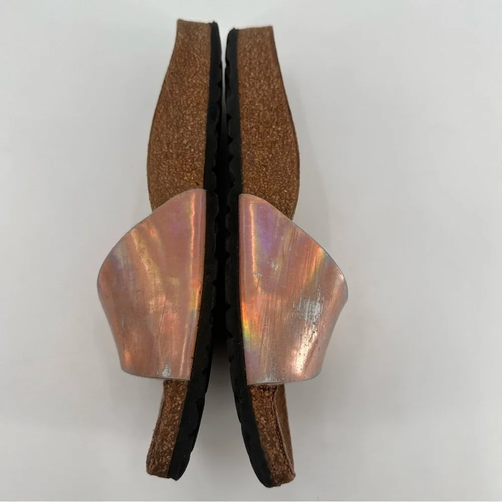 Birkenstock Madrid Holographic Bronze Sandals Size 39 FLAWS